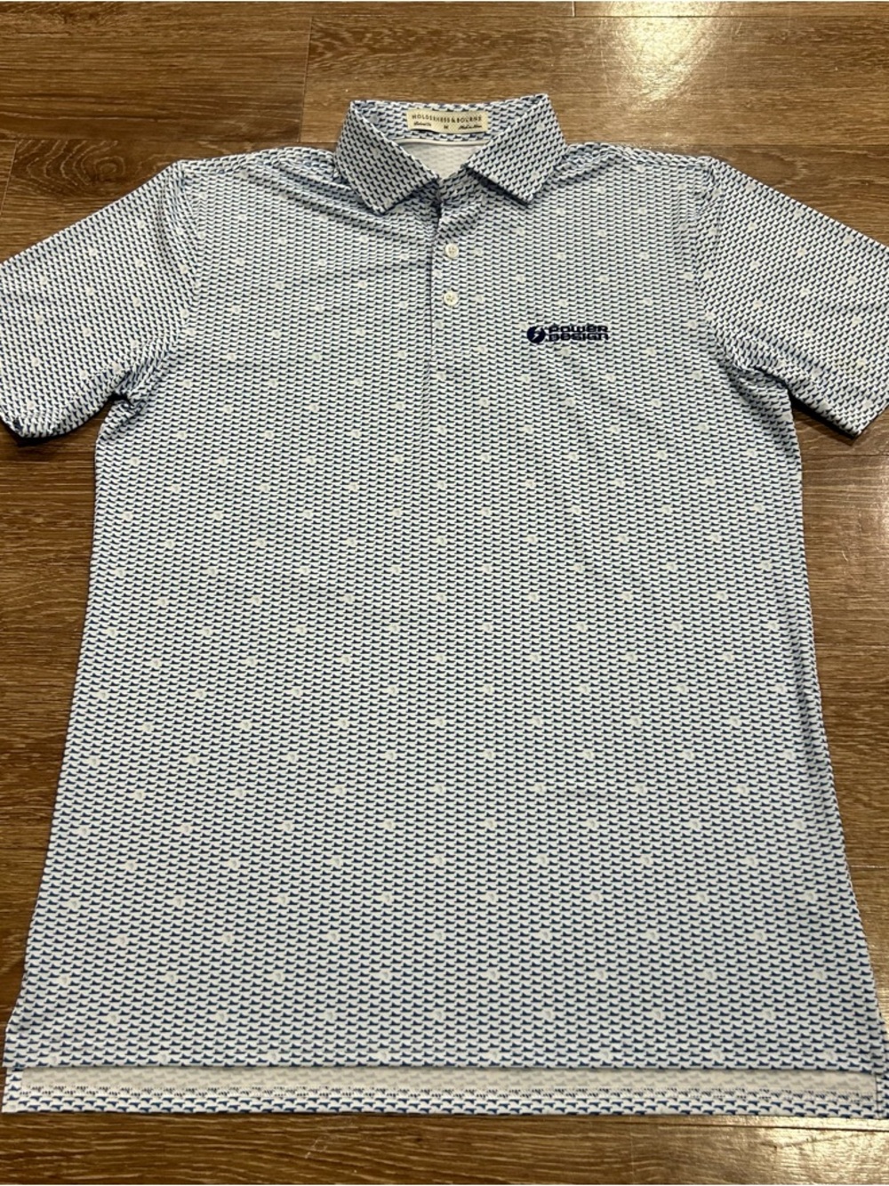 Holderness Bourne Polo Shirt Fishing Boat Mens Medium Golf Power Design Tailored